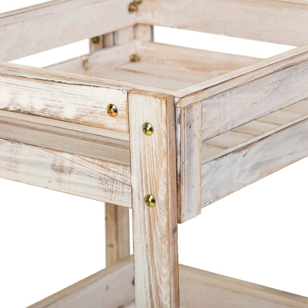 Carrello espositivo con ruote in legno bianco 100x52x120h