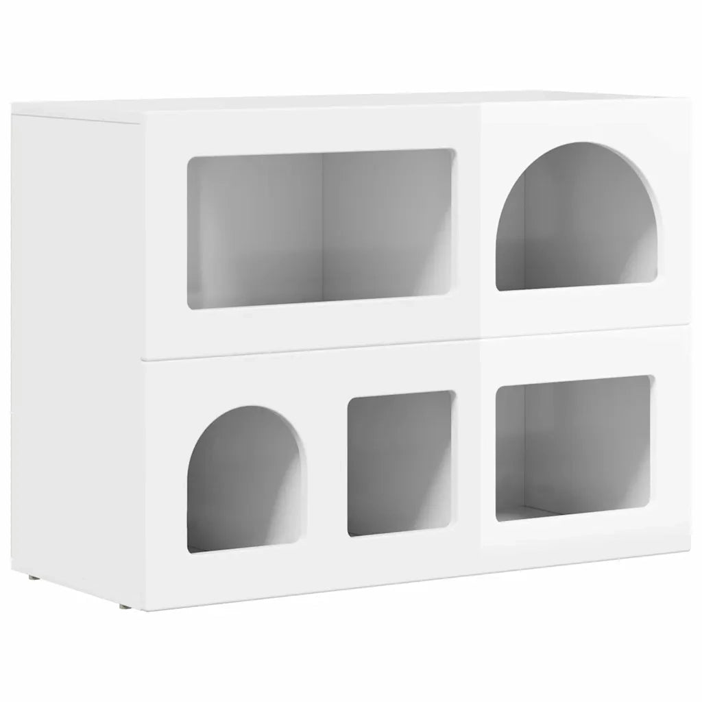 Credenza-Buffet-Armadio da cucina Bianco Lucido 80.5 x 35 x 59 cm Legno multistrato