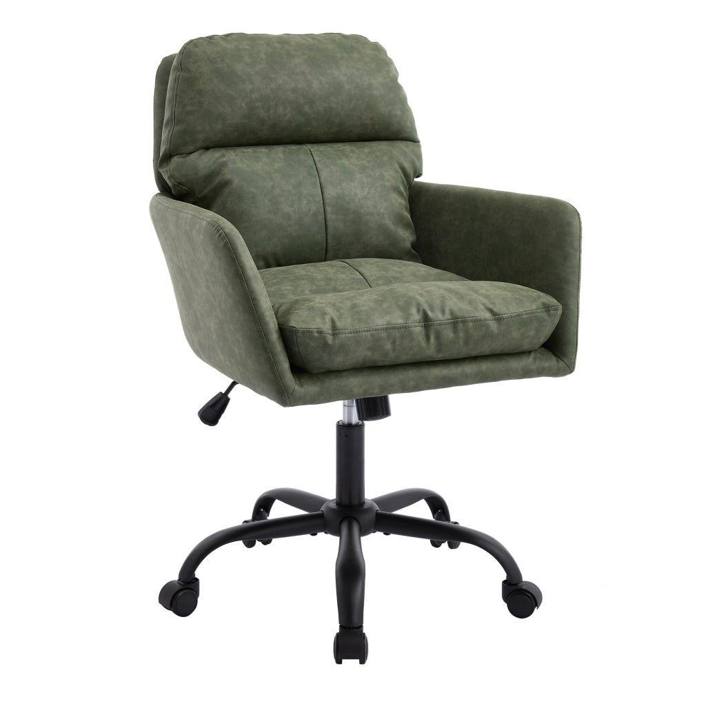 Sedia da Ufficio Regolabile in Altezza con Schienale Ergonomico e Seduta Imbottita in PU Verde