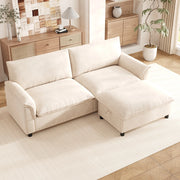 Divano componibile, divano ad angolo, cuscini extra large e confortevoli, con poggiapiedi rimovibile, beige