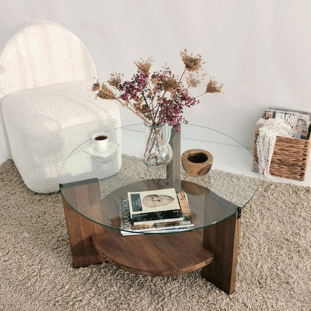 Felino, Tavolino da Salotto Portariviste, 75x75x40h cm Marrone Noce