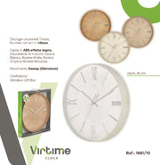 1 Pezzo Orologio da Parete Effetto legno Fondo Colorato 35 cm 4 Colori