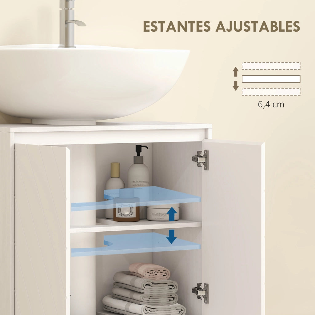 Mobile Bagno Sottolavabo con 2 Ante e Ripiano Regolabile ¨C Minimal ¨C Bianco 60x30x59,8 cm