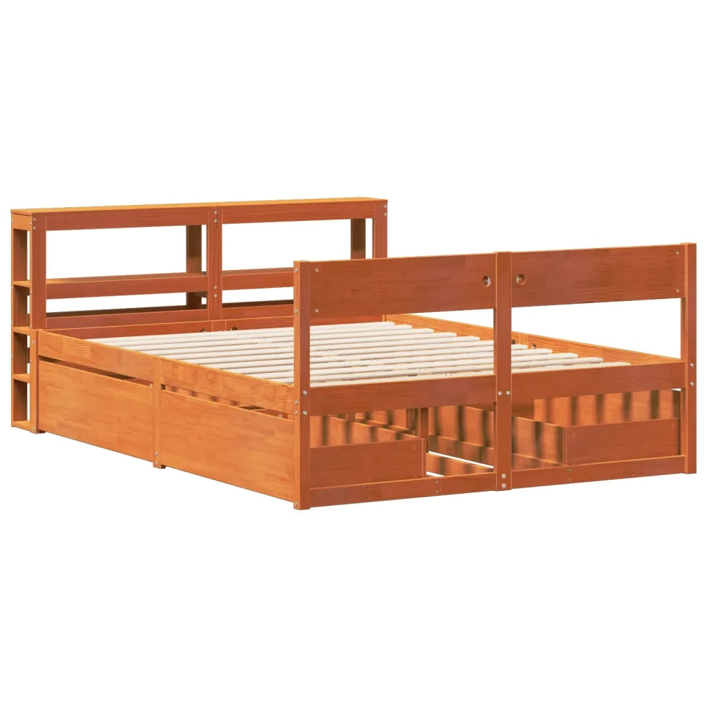 Letto senza Materasso Marrone Cera 135x190 cm in Legno di Pino 3306398