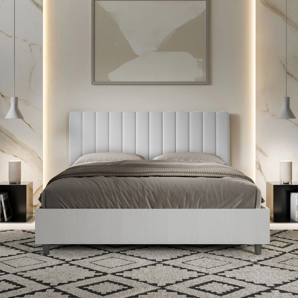 Letto Matrimoniale 160x200 cm con Rete Kaia Bianco