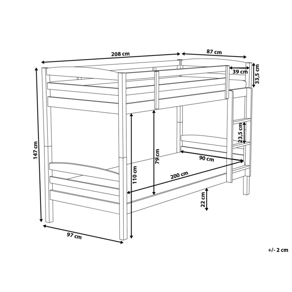 Letto a castello letto doppio in legno di pino bianco singola misura 90 x 200 per bambini in cameretta