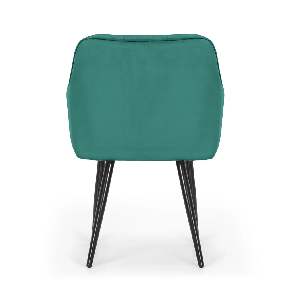 Set di 4 Sedie in velluto con cuciture verticali FLORENCE Verde Bottiglia gambe nere