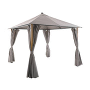 Gazebo da giardino 3x3m in alluminio effetto legno con tende e led,