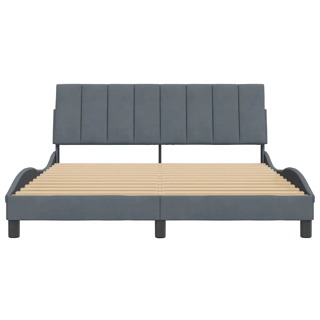 Giroletto senza Materasso Hanko Grigio Scuro 160x200 cm Velluto 3207856