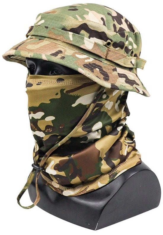 Cappello di Camuffamento per la Testa con Visiera e Protezione UV per Attività di Caccia, Escursioni, Militari, Tattiche e Safari