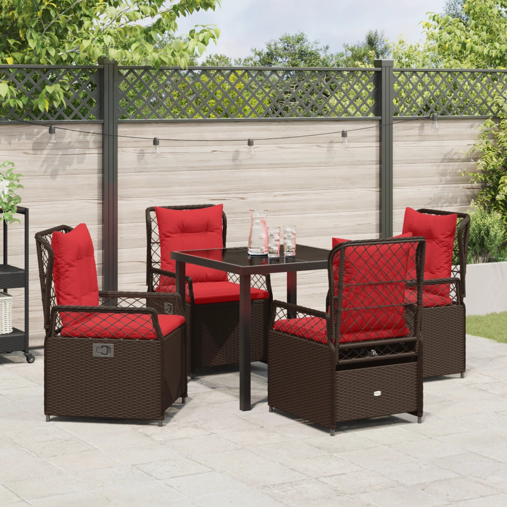 Set da Pranzo da Giardino 5 Pezzi Rattan Polimerico Marrone