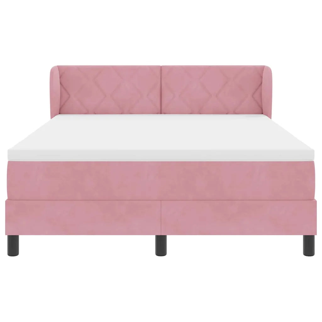 Letto a molle con testiera Rosa 140 x 190 cm Velluto 3340441