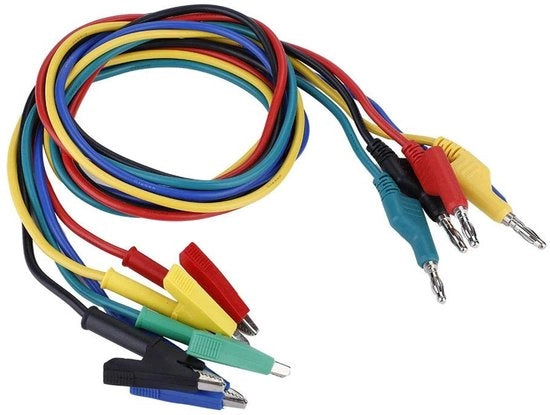 Kit di testlead elettronici a 5 pezzi - alta tensione 1 m 4 mm banana a clip alligatore - cavo di estensione per multimetro