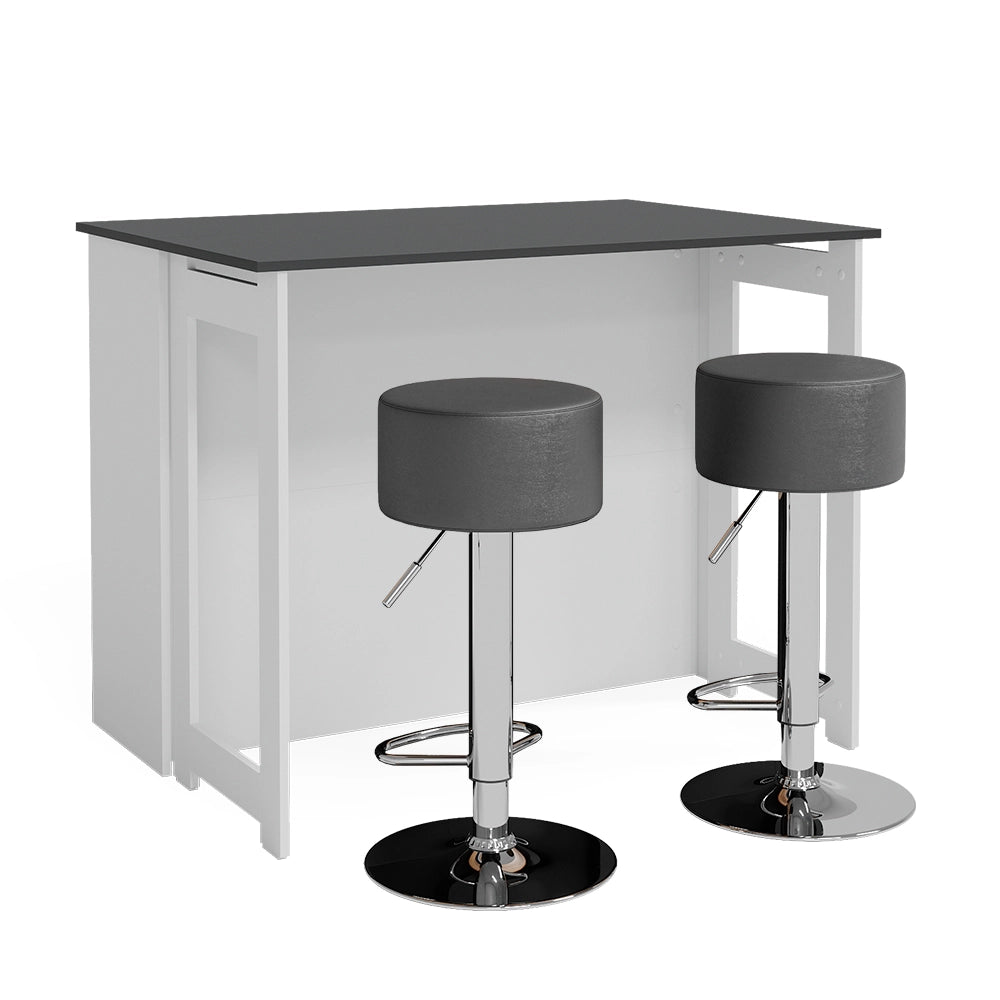 Vicco Tavolo bar con sgabelli Antracite/bianco 116 x 37 cm con 2 sgabelli da bar