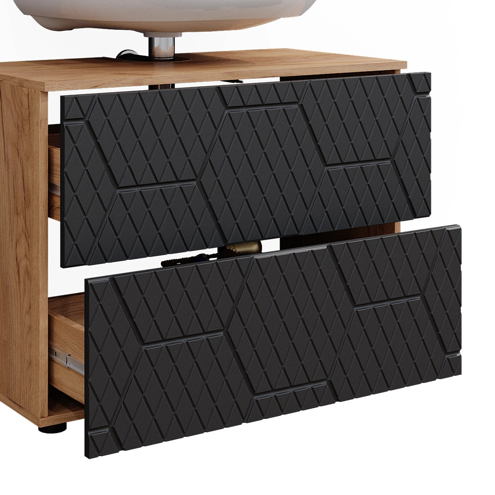 Vicco Set mobili bagno Antracite con struttura a nido d'ape 3 pezzi, con mobile a specchio 80 cm