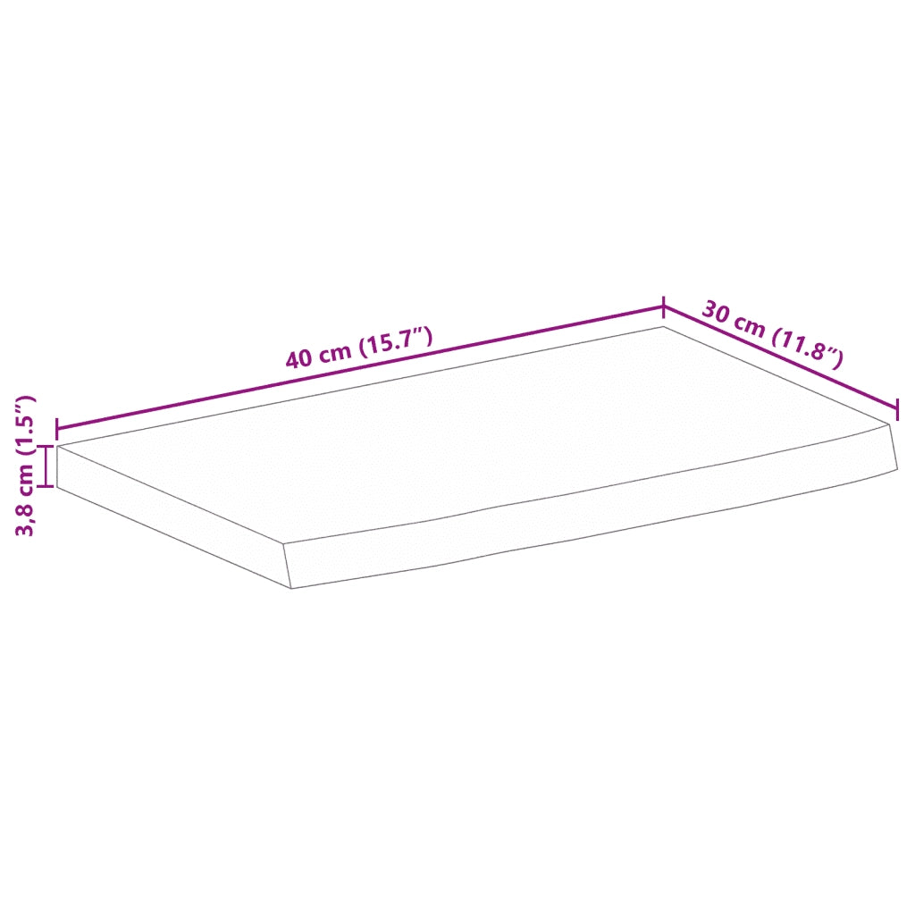 Piano Tavolo Bordi Vivi 40x30x3,8 cm in Legno Massello di Mango 370474