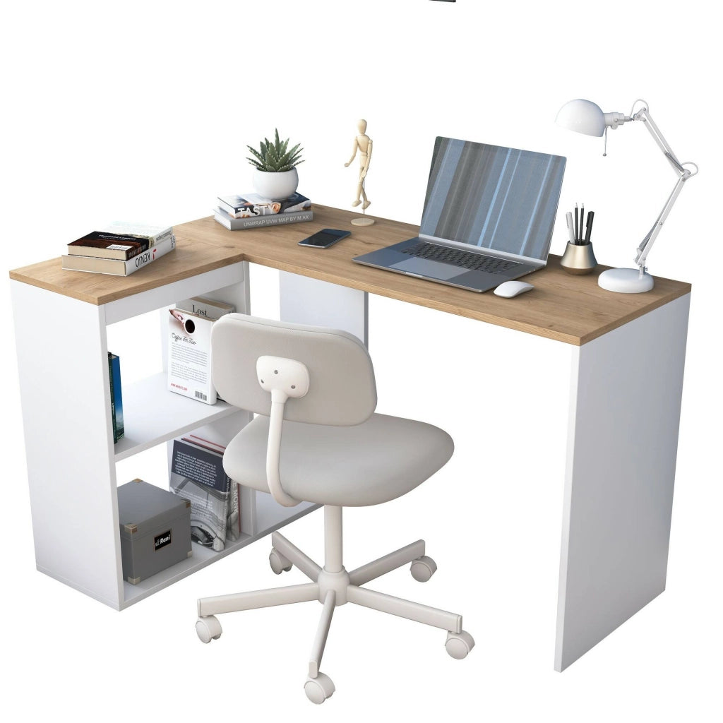 Montone, Scrivania Angolare, 50x120x74.8h cm Bianco