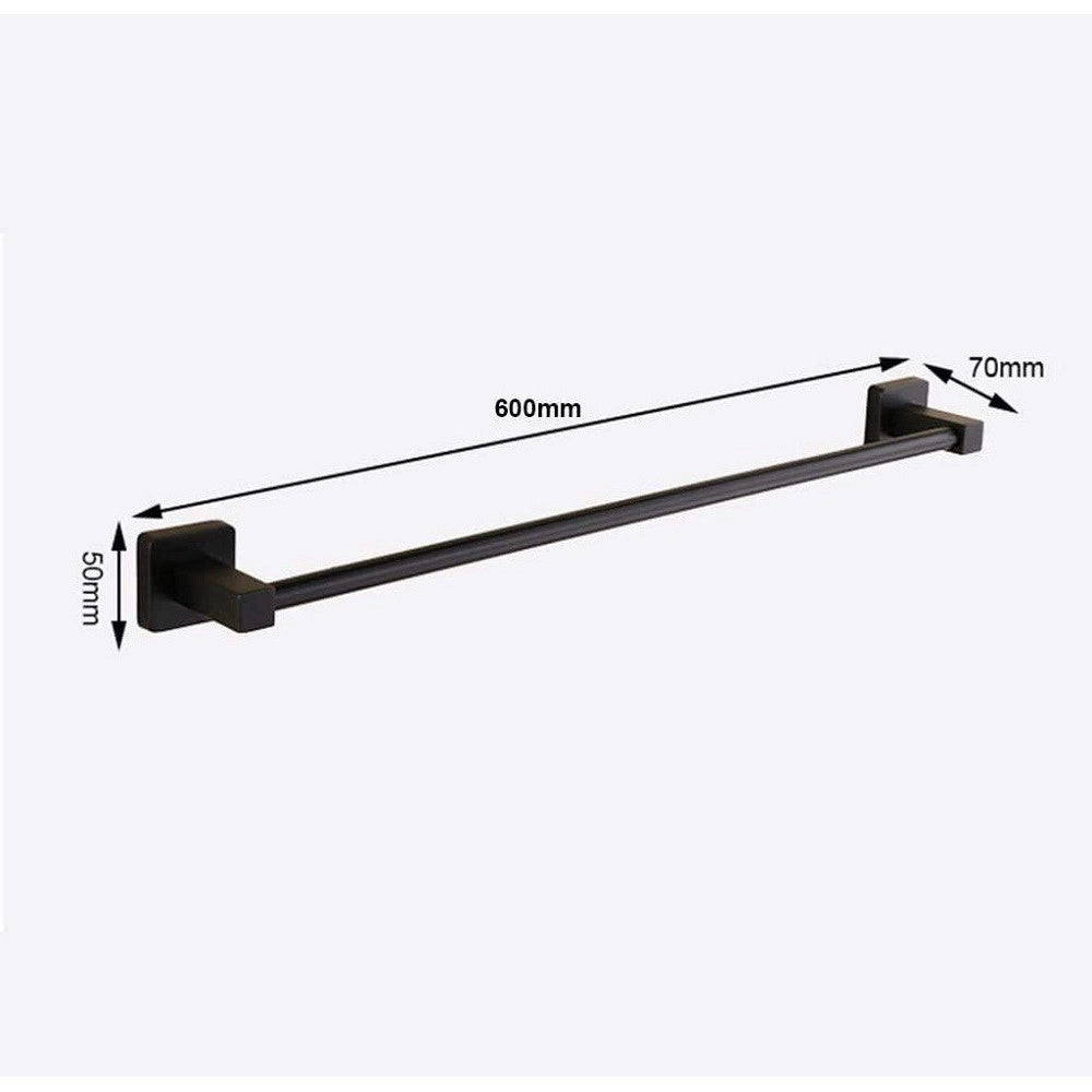 Trade Shop - Portasciugamani In Acciaio Inox Singolo Nero Da 60 Cm Per Bagno Design Moderno -