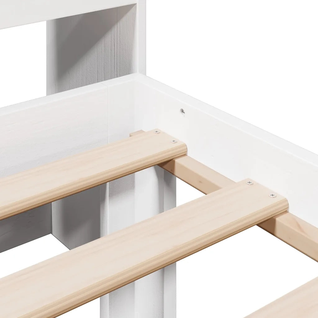 Letto Libreria senza Materasso Bianca 90x200 cm Legno di Pino 3322791