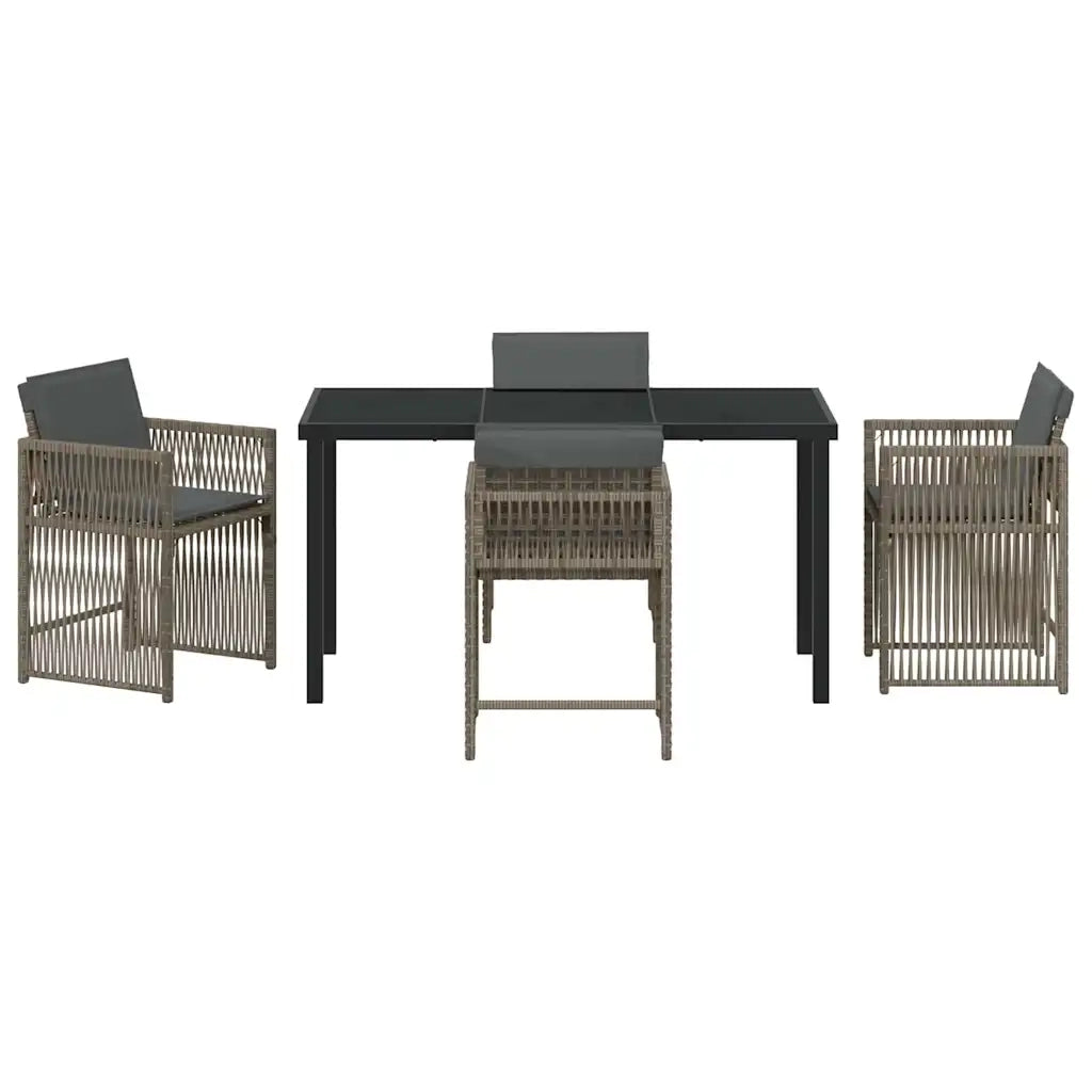 Set da Pranzo per Giardino 5 pcs Grigio polyrattan 3380778
