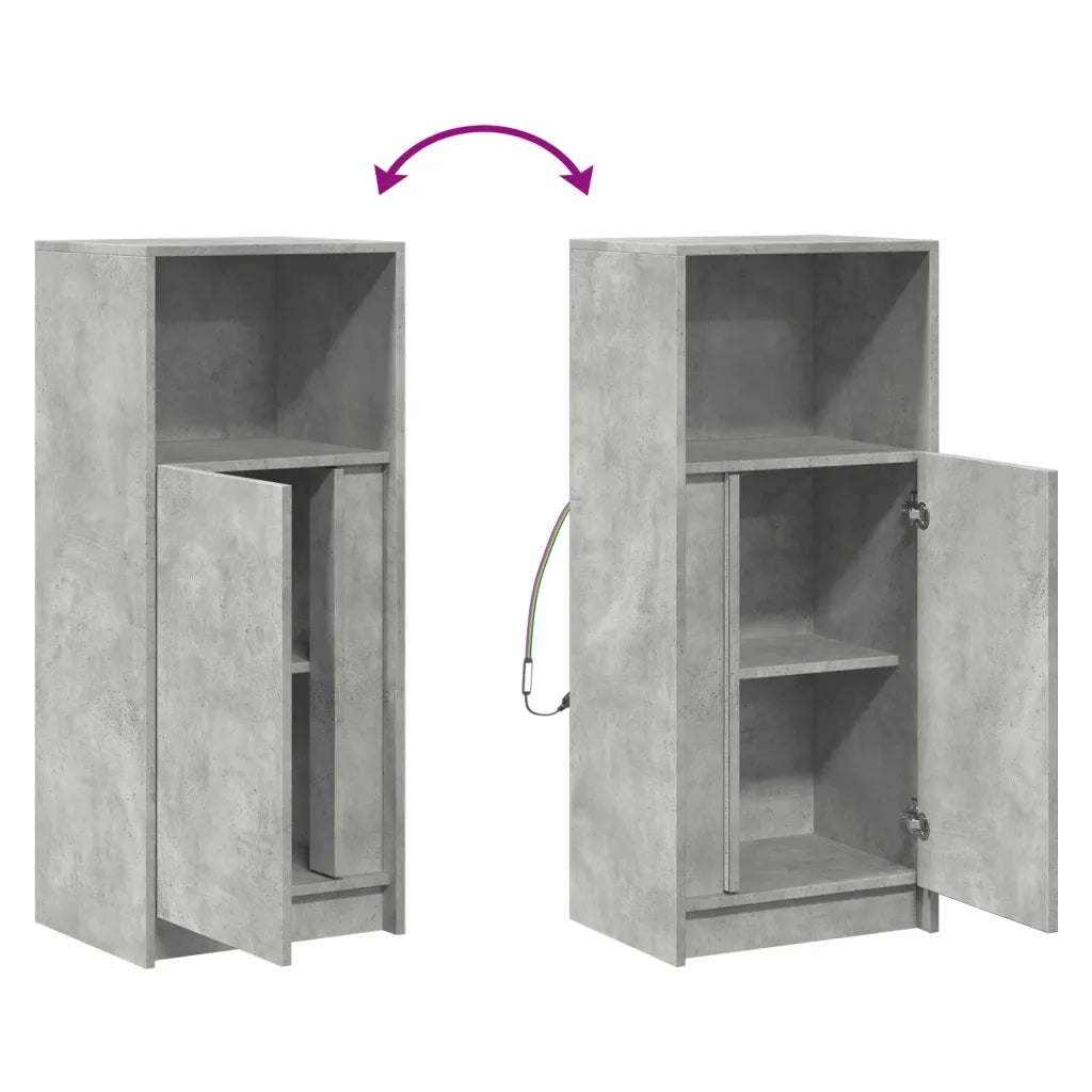 Credenza | Madia | Buffet da pranzo | Armadio da pranzo con LED Grigio Cemento 42,5x34x100cm Legno Multistrato