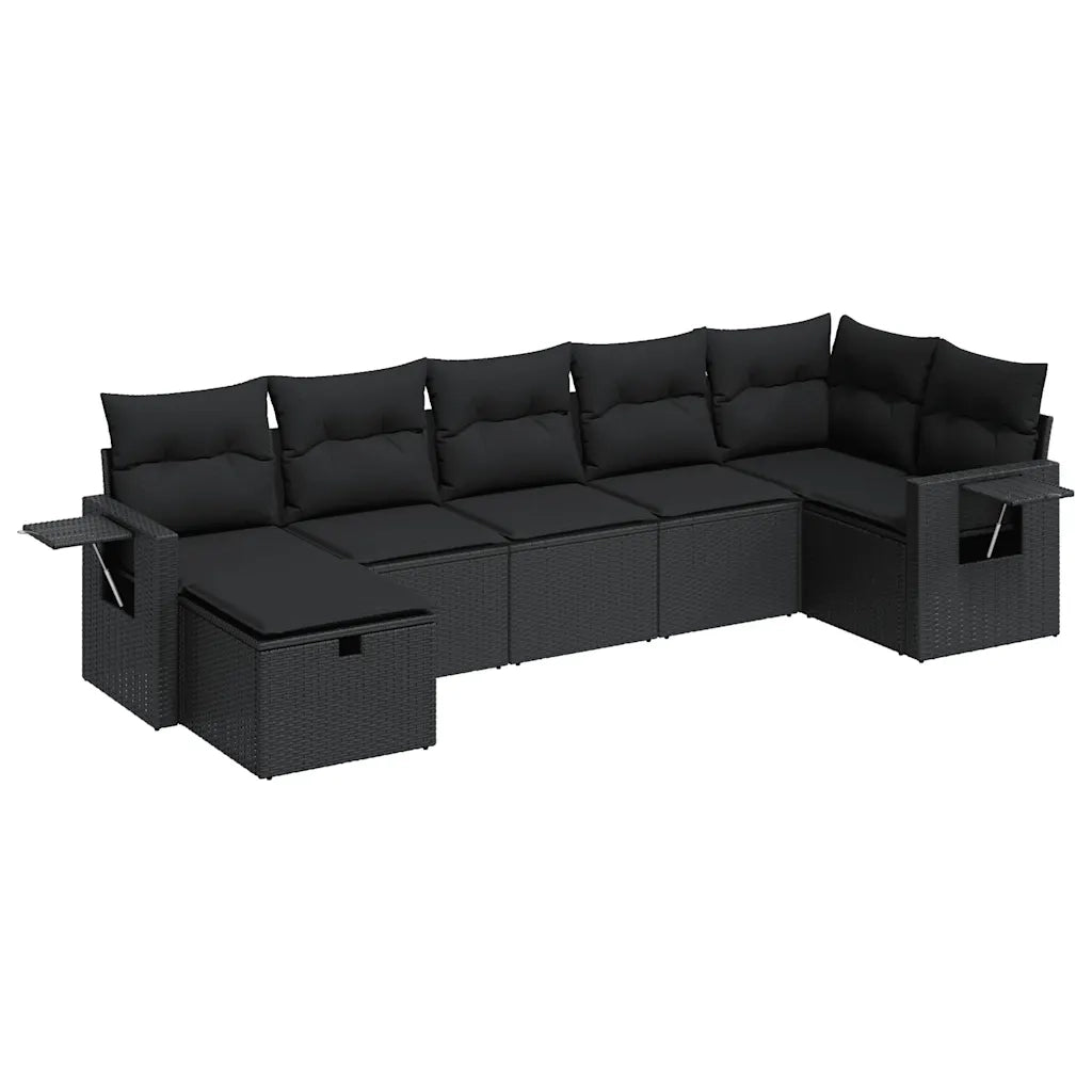 Set Divani da Giardino con Cuscini 7pz Nero Polyrattan 3325501