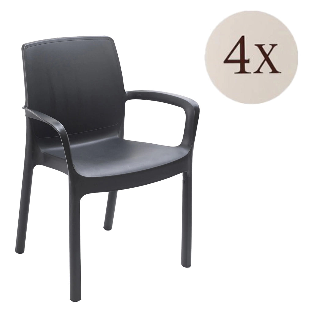 Sapps, Sedia da Esterno 4 Sedie Made in Italy, Nero Antracite