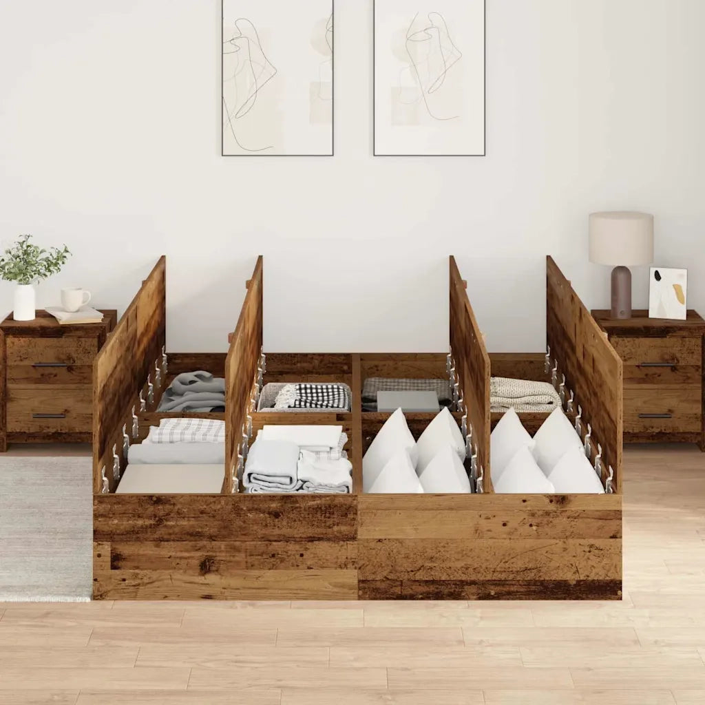 Struttura letto con contenitore Legno vecchio 135 x 190 cm 3335443