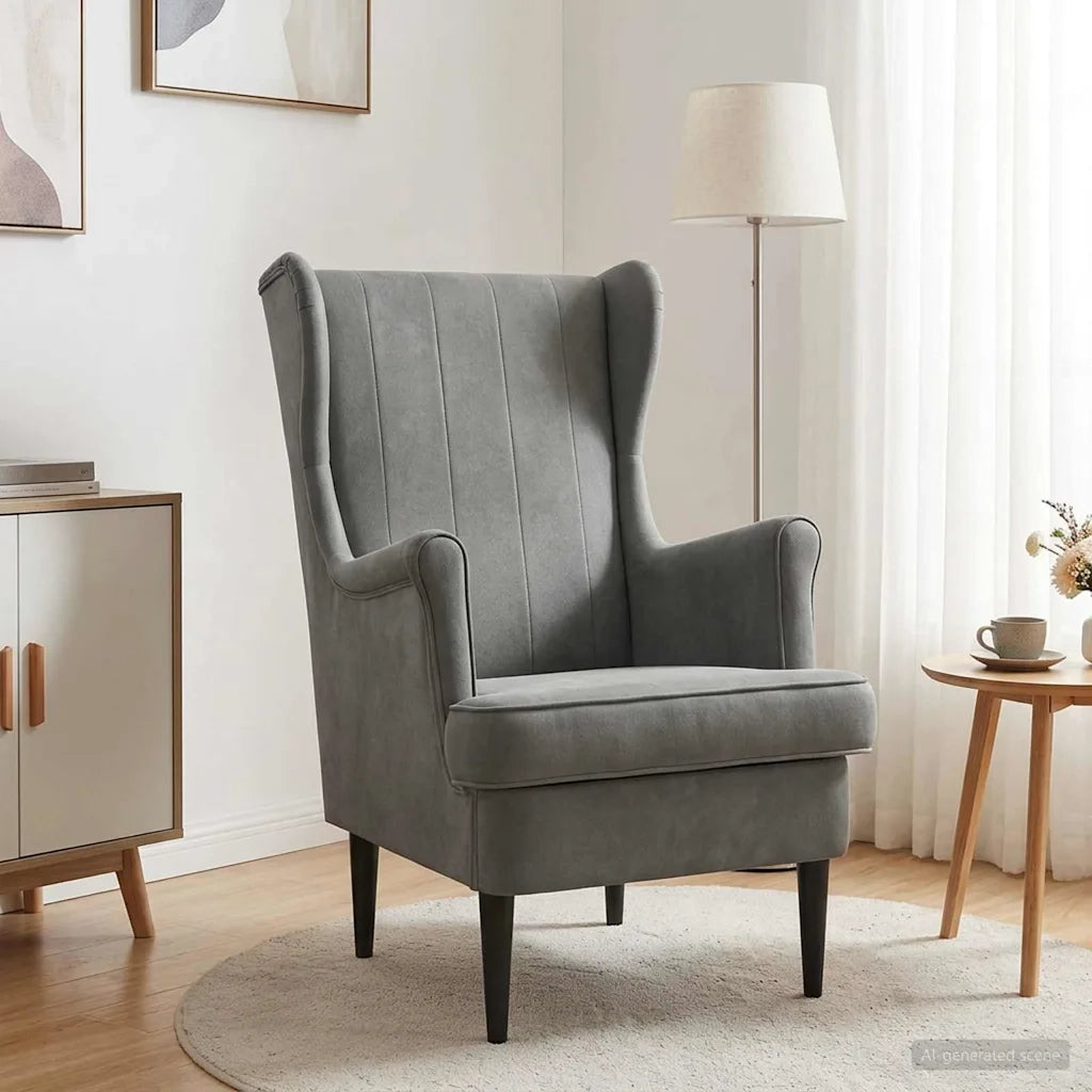 Poltrona Grigio Scuro Velluto 42029938
