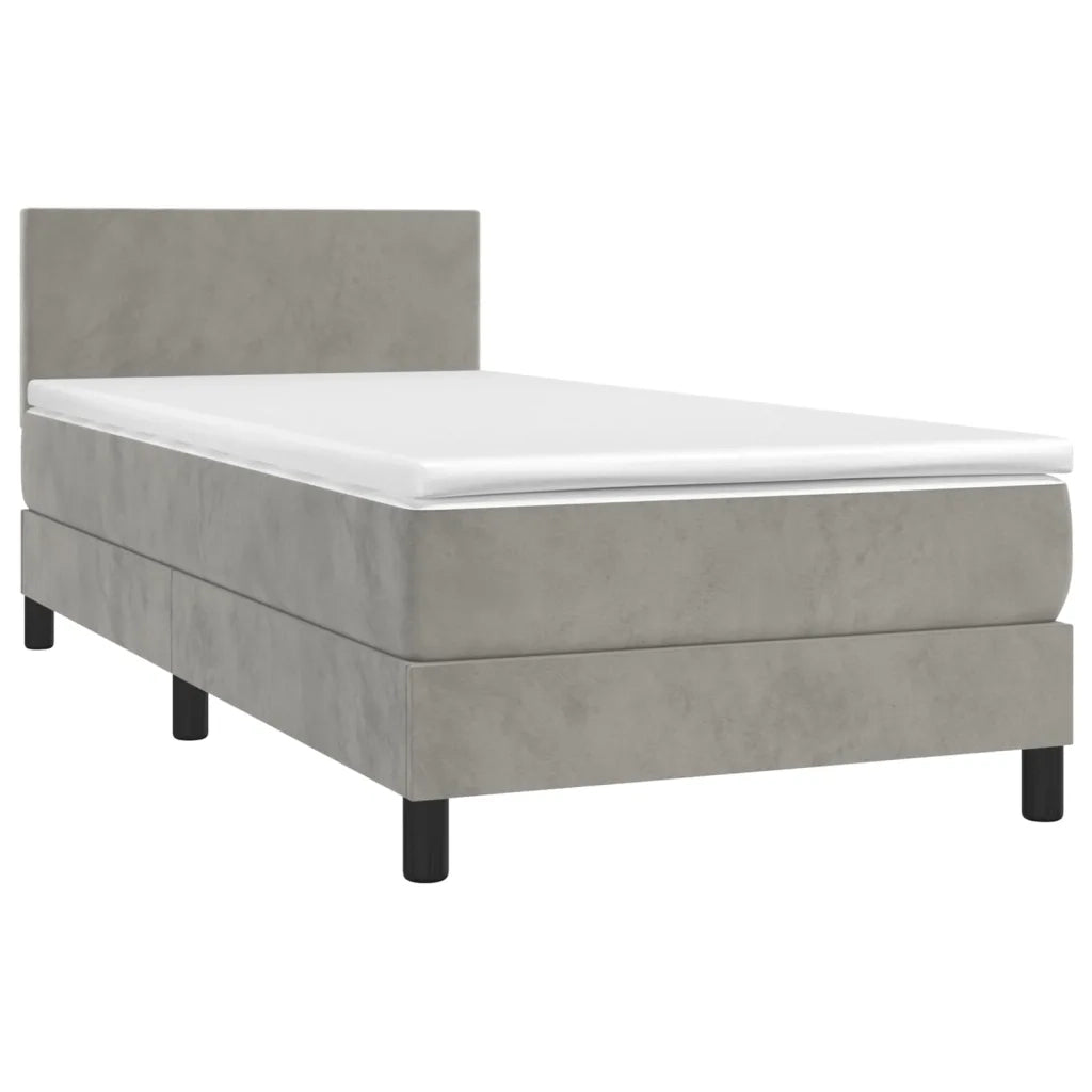 Letto a Molle Materasso e LED Grigio Chiaro 90x200 cm Velluto cod mxl 59371