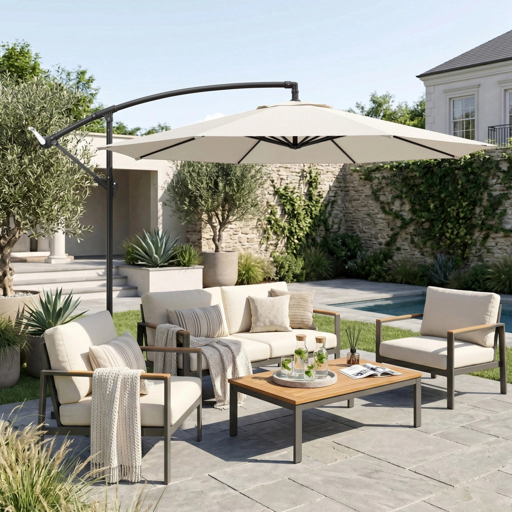 Ombrellone da Giardino ¨C zephmum ¨C Grigio Poliestere 300x300x250 cm
