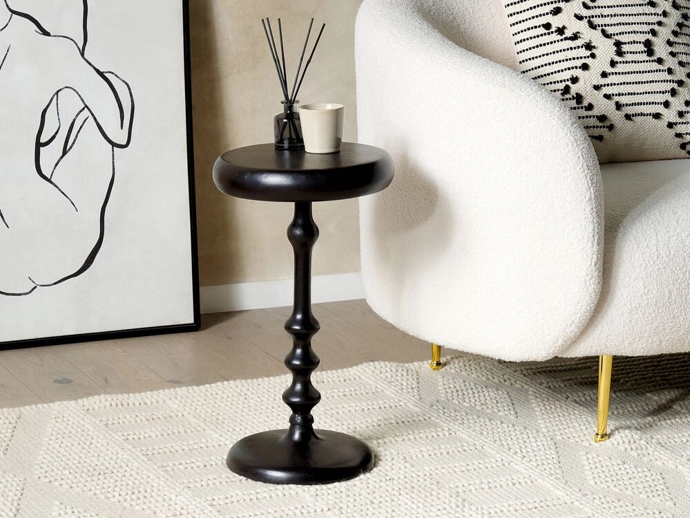 Tavolino in metallo nero 30 cm con a forma geometrica soggiorno camera da letto stile moderno