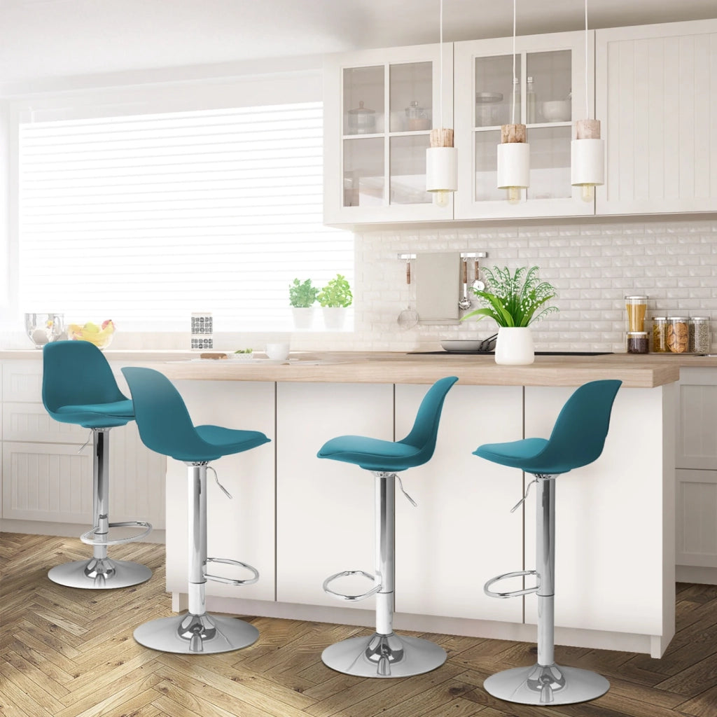 IDMarket - Set di 4 sgabelli da bar KARL design blu anatra