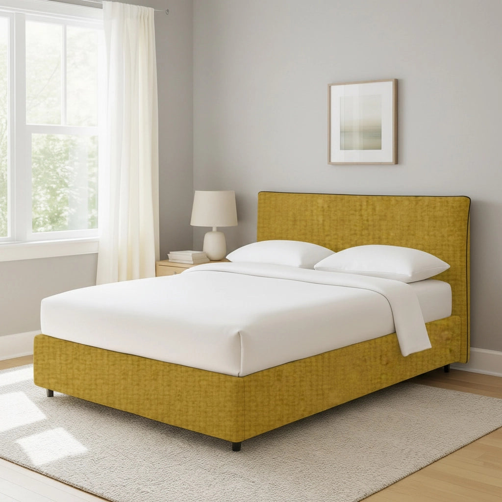 Louth, Letto Singolo Sfoderabile Made in Italy, Giallo Ocra