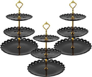 Set di tre strati di tazze da dessert in vetro nero, 3 pezzi, per cupcakes, dessert e frutta, ideale per feste e matrimoni