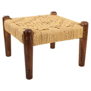 Sgabello in legno e corda marrone naturale 39x39x27h