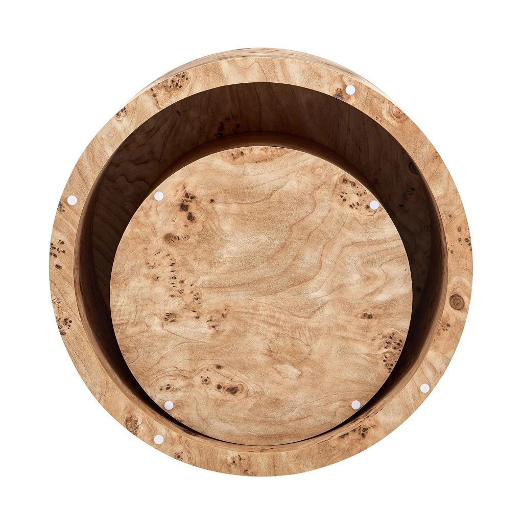 Set di 2 tavolini rotondi da caffè con vano interno in MDF effetto legno