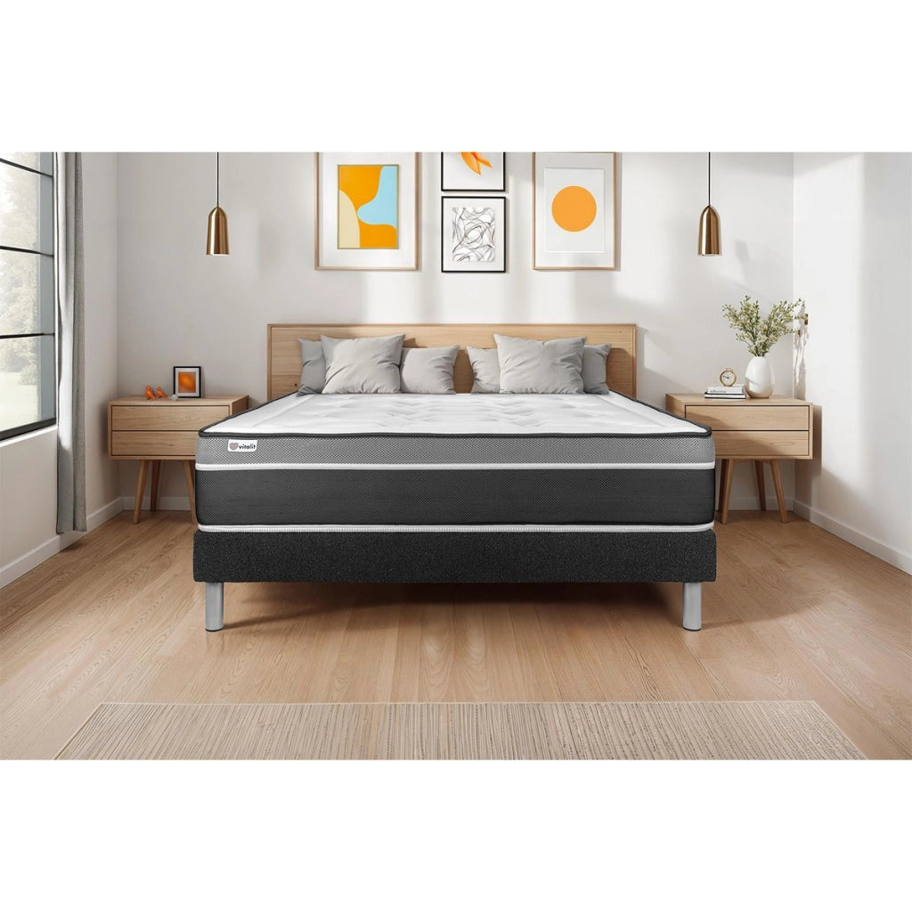 Letto con materasso VITAL CARE 150 x 200 cm Rete Kit Nero