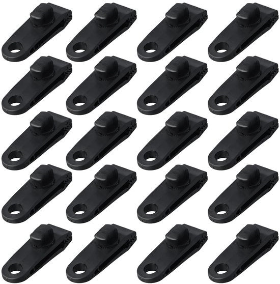 Tentzeilklemmen 20 Stuks - Zware Dekzeilklemmen - Nylon e Plastic - Clips Outdoor Verstili - Winddicht - 3 x 2,5 x 8 cm - Zeilklemme