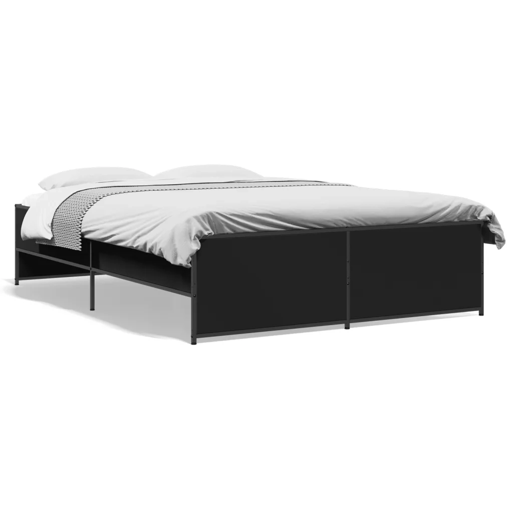 Giroletto Nero 120x200 cm in Legno Multistrato e Metallo 3279892