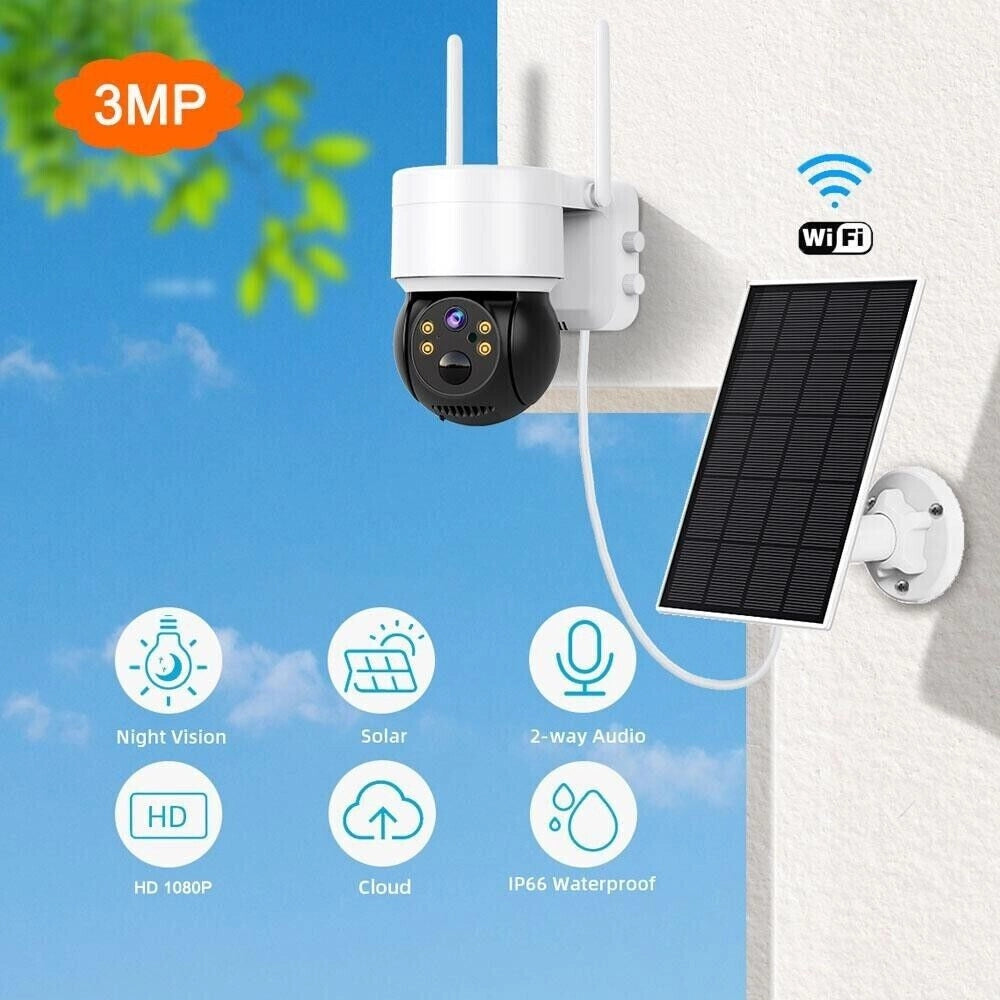 Telecamera con Batteria Solare Pannello separato 360 Esterno PTZ Wi-Fi Esterno Senza Fili - Tech-It