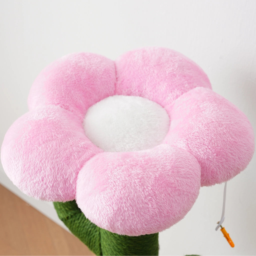 Albero tiragraffi per gatti a forma di cactus, 90 cm, con pali in sisal da 10 cm e protezione antiribaltamento, verde
