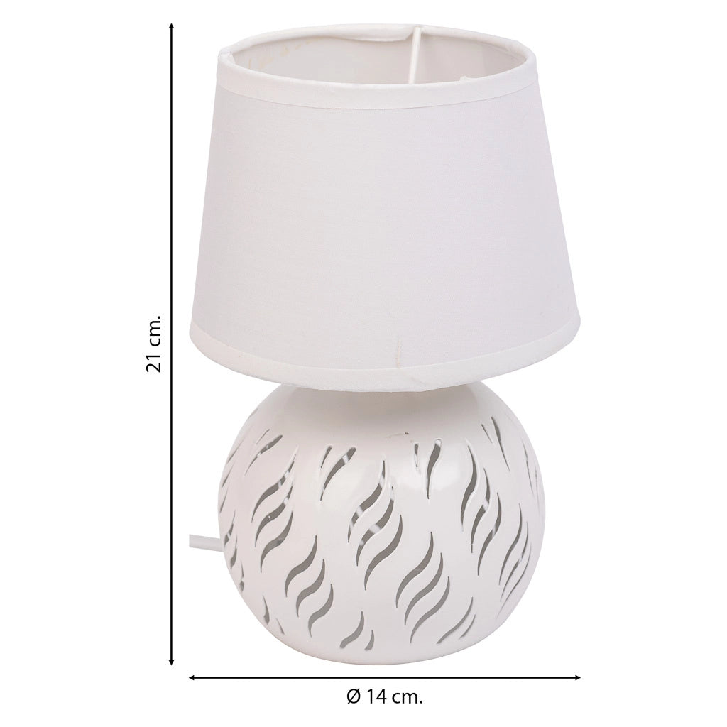 Lampada da tavolo in metallo bianco 14x14x21h