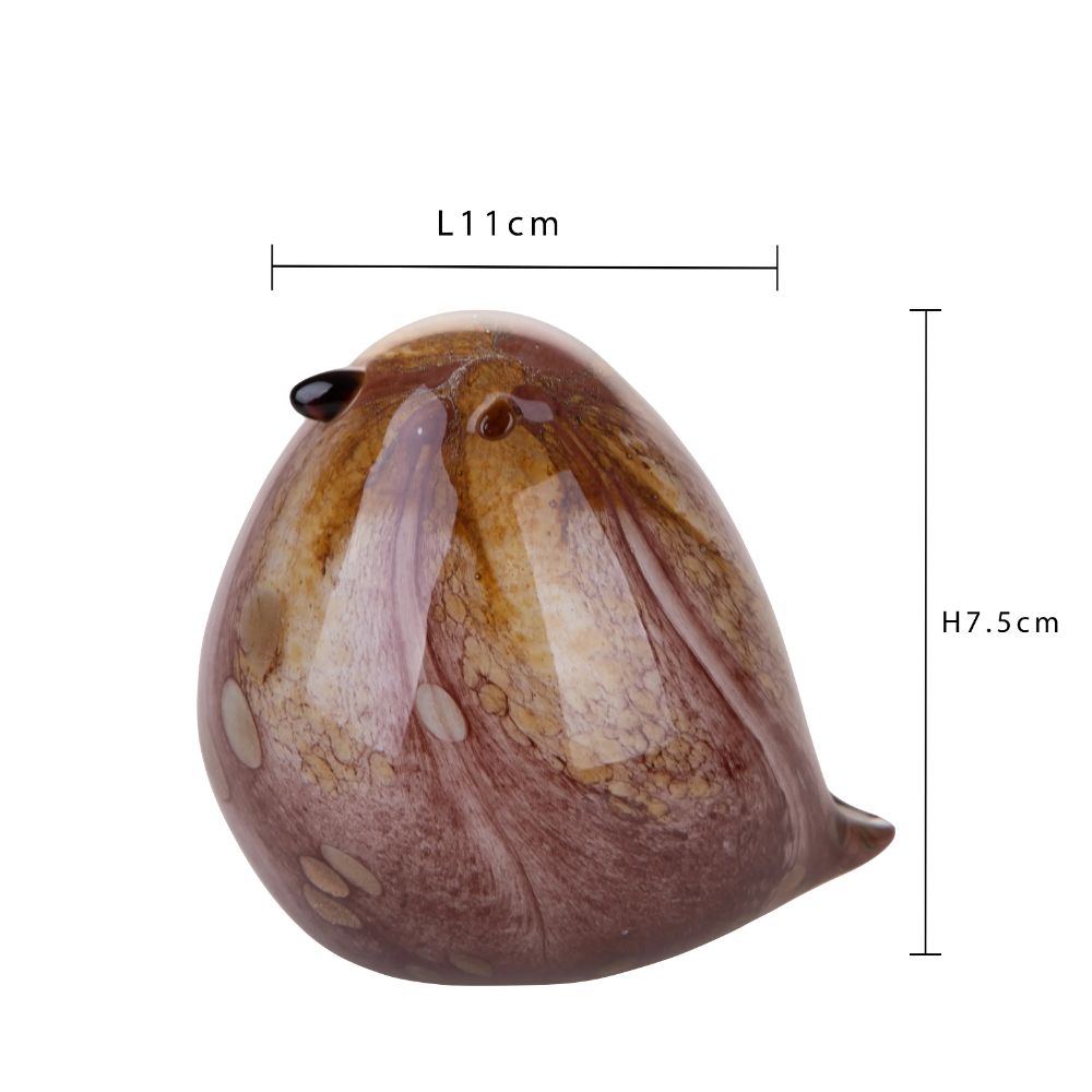 Set 2 Statuetta Decorativa Uccellino 12,5x13,5x11 cm in Vetro Giallo Malva