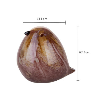 Set 2 Statuetta Decorativa Uccellino 12,5x13,5x11 cm in Vetro Giallo Malva