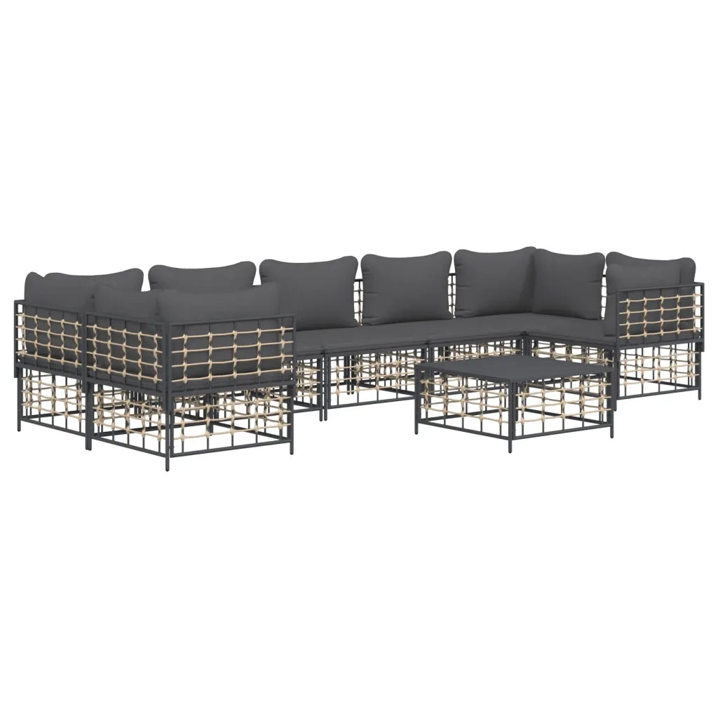 Set Divani da Giardino 8 pz con Cuscini Antracite in Polyrattan 3186803