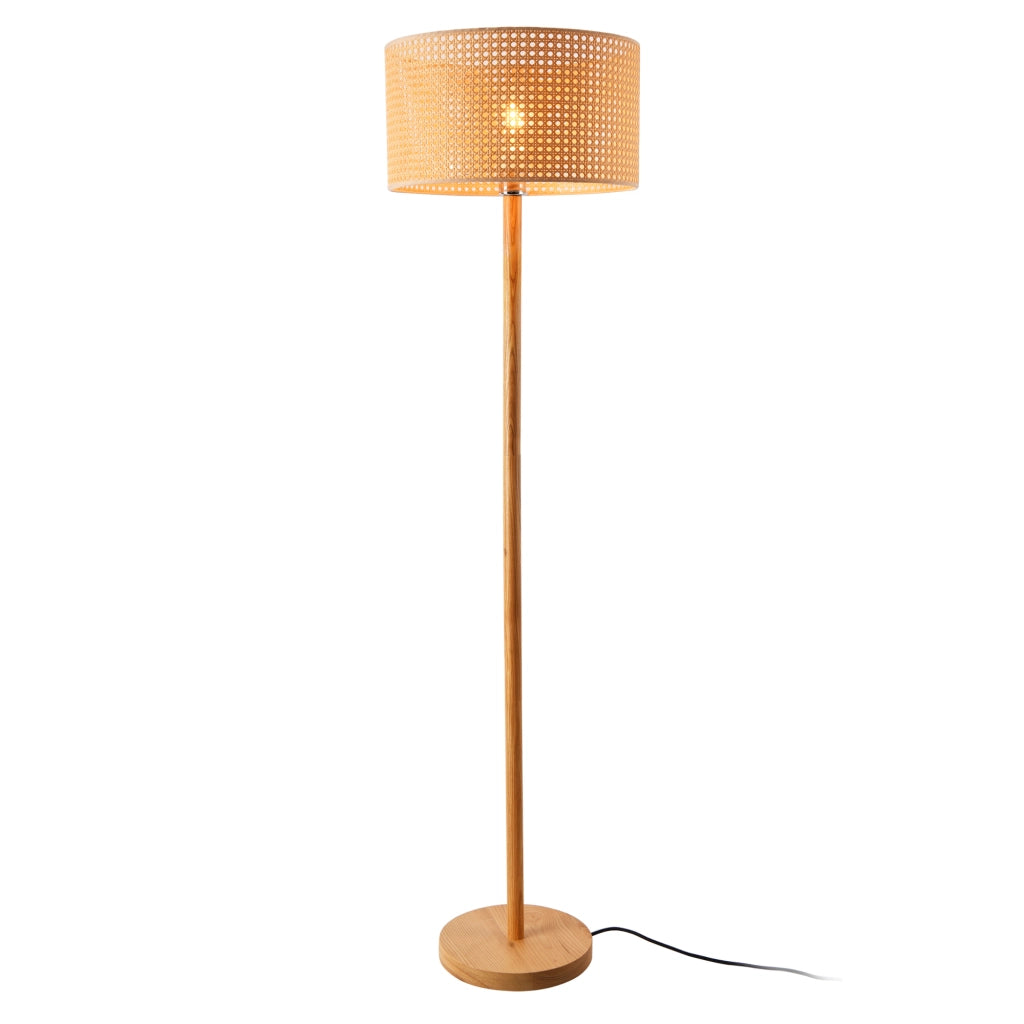 Lampada da Terra Rochdale con Paralume Cilindrico in Rattan lux.pro