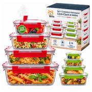 Akitaink Set 4 Contenitori Rettangolari Click Clack in Vetro