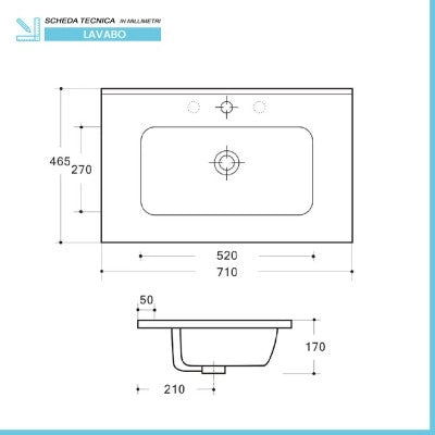 Mobile bagno sospeso 70 cm rovere africa con 2 ante soft-close Kleo