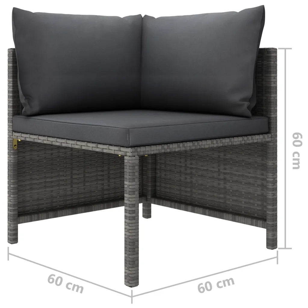 Set Divani da Giardino 6 pz con Cuscini in Polyrattan Grigio cod mxl 36277